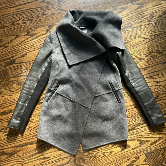 MACKAGE Vane Jacket Asymmetrical - wool and leather xs - Picture 3 of 9